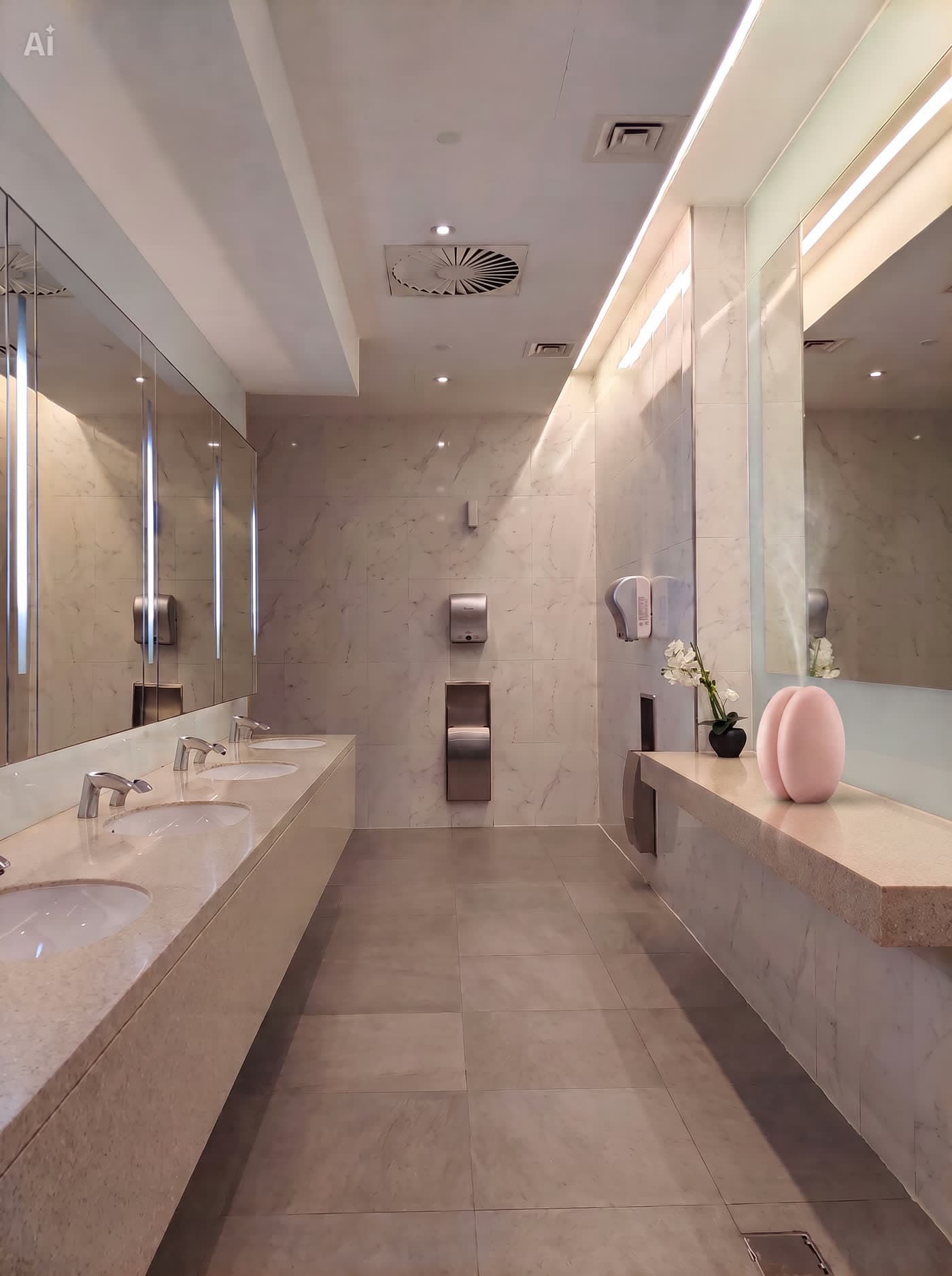 The Diffuser on a marble counter in high-end restrooms