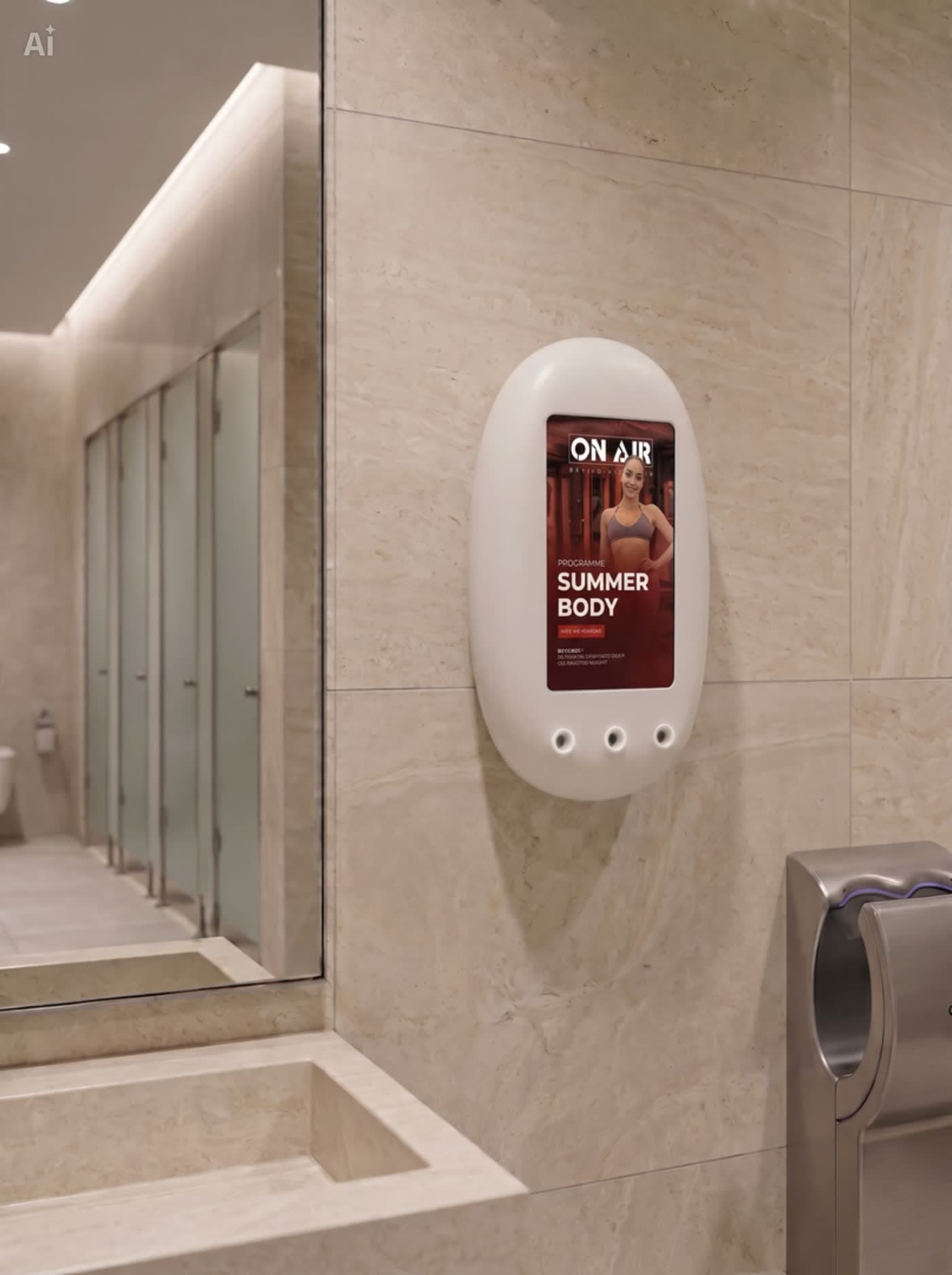 L'écran du Distributeur diffusant une publicité ciblée dans un espace premium